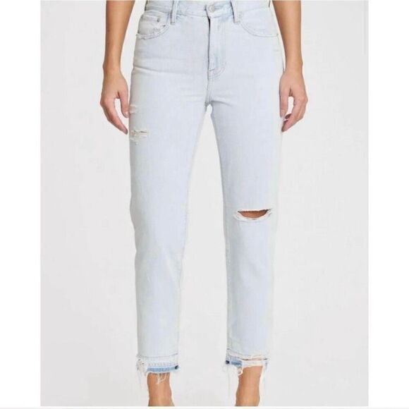 Pistola Presley High Rise Relaxed Roller Distressed Light Wash Jeans NWT Size 27 - Picture 1 of 7